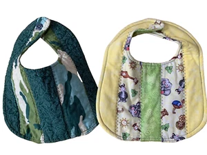 TWO Handmade Infant Bibs Reversible - Picture 1 of 4