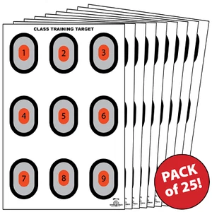 25 Shooting Paper Targets Gun Range Rifle Handguns Firearms 9 Up Ovals 23x35 - Picture 1 of 5