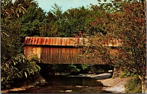 Vintage Vermont Vintage alte überdachte Brücke Cambridge Kreuzung Postkarte - Bild 1 von 2