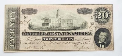 1864 $20 The Confederate States of America, Richmond, VA  No. 26376 - Image 1 of 4