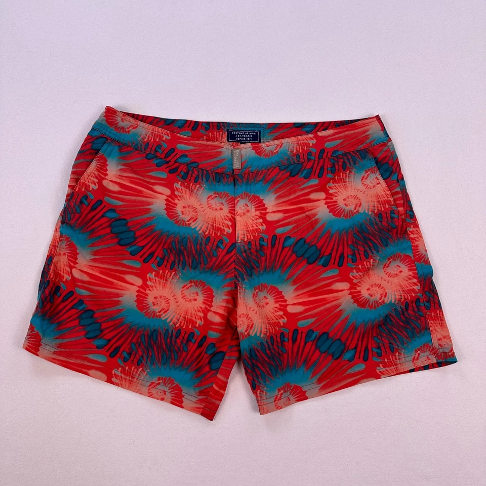 Vilebrequin Pantalones Cortos de Natación para Hombres 3XL Rojo Paisley Board Shorts Forrados Playa Hawaiana Foto 1 de 4