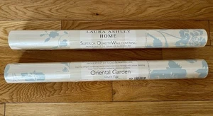 Laura Ashley Wallpaper Oriental Garden Duck Egg Blue Beige Pearlescent Inks - Picture 1 of 5