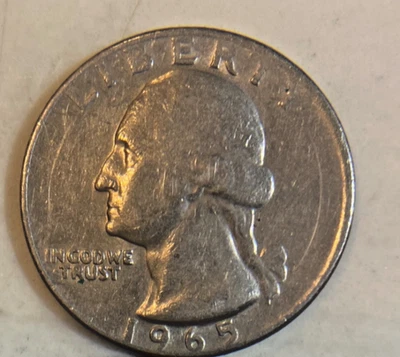 25C Washington Quarter 1965 error DDO/DDR (sin marca de ceca) Foto 1 de 4