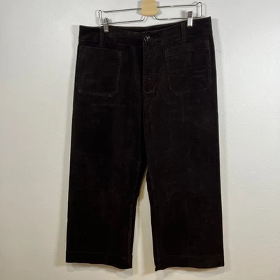 Quince Corduroy Cropped Wide Leg Pants Women's Size 16 Chocolate Brown 36X26.5 - Image 1 of 4