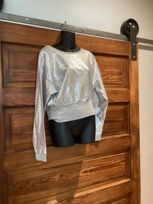 Camisa de manga larga con bandas metálicas plateada Joe Boxer en muy buena condición extra grande Y2K Foto 1 de 4