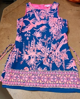 Vestido Lilly Pulitzer Skort Talla 2 Rosa Azul Tropical Shorts Todo en Uno Crucero Foto 1 de 4