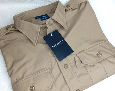 Propper Men's Size XL Khaki Short Sleeve Tactical Uniform Dress Shirt F5301 NWT - Image 1 of 4