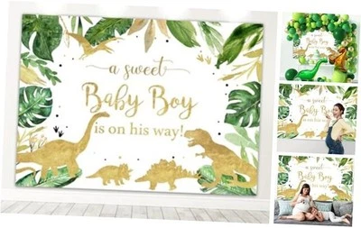  Dinosaur Baby Shower Backdrops Roar It's a Boy Baby Shower Party 7x5ft - Image 1 of 4