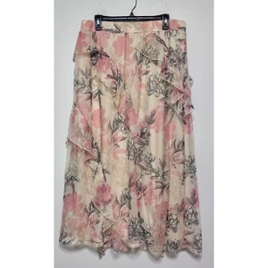 Ethereal Fairycore Botanical Ruffle Skirt Size Large Cottagecore Whimsy Coquette - Picture 1 of 6