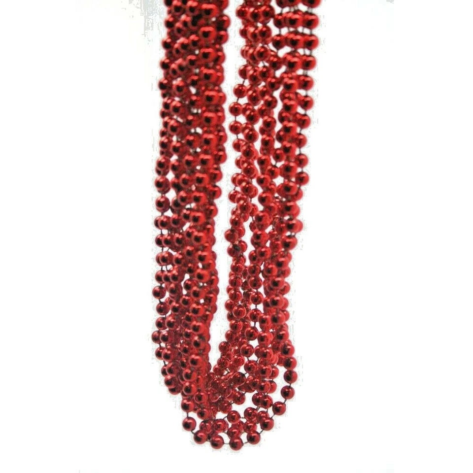(25 БУСИН) КРАСНЫЙ 33» МЕТАЛЛИЧЕСКИЙ ПРАЗДНИЧНЫЙ ВЕЧЕРИНКИ БИСЕР КАНУН НОВОГО ГОДА/МАРДИ ГРА - Изображение 1 из 1