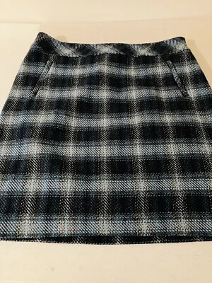 Falda Talbots Mezcla Lana Talla 12 Nueva Con Etiquetas A Cuadros Cremallera Lateral Carrera, Trabajo Foto 1 de 4
