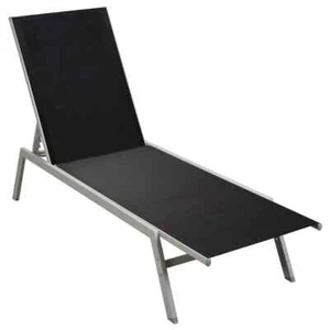 200x58x32cm Outdoor Sun Chaise Lounge Lounger Steel Black Beach Chair Sunbathing - Picture 1 of 7