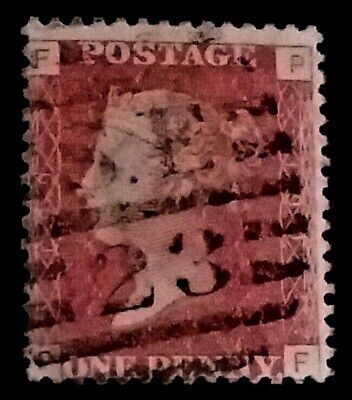 GB QV Penny Red  1858-79 1d  Letters PF   PR421  Free Registered Mail • 28.88$