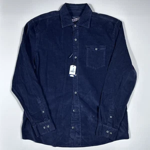 $158 New JOHNNIE-O Kodiak Men's Large L Corduroy L/S Cotton Navy Button Up Shirt - Picture 1 of 5