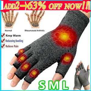 Compression Gloves Anti Arthritis Fingerless Pain Relief Joint Support With Grip - Picture 1 of 12
