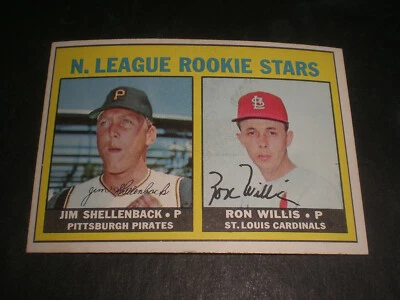 1967 TOPPS NATIONAL LEAGUE ROOKIE STARS #592   -  JIM SHELLENBACK  - RON WILLIS - Image 1 of 2