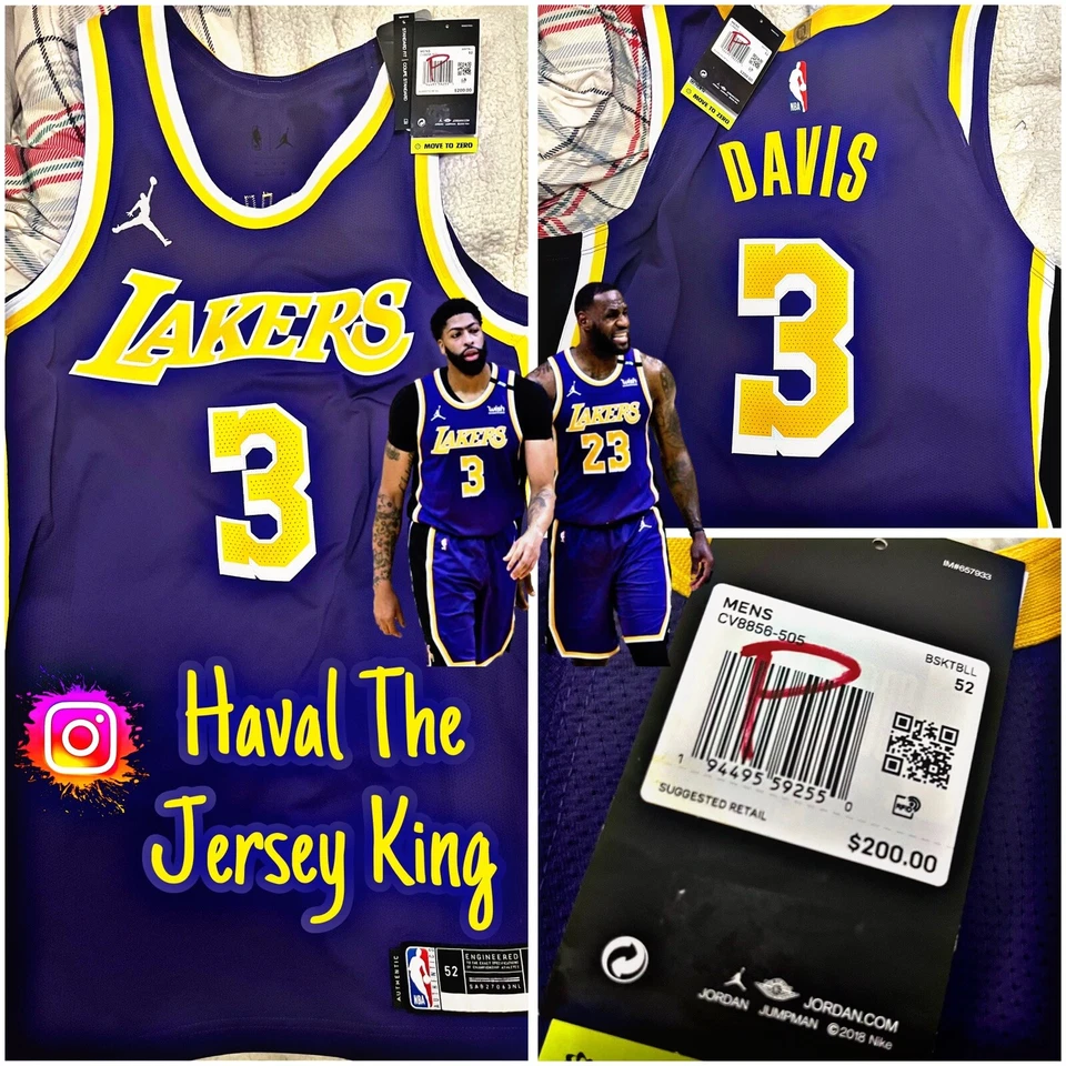 Los Angeles Lakers Anthony Davis Jordan Brand Purple 2020/21 Authentic Jersey - Image 1 of 1