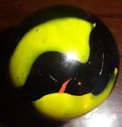 Vintage Akro Agate Orange and Black & Yellow Corkscrew Large 1' Shooter Marble