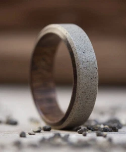 Concrete / Lapacho Wood Ring 10.5 Size LoretoRings Custom 6mm wide - Picture 1 of 7