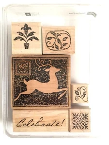 Stampin' Up! Juego de 6 estampillas con estampado de reno - retiradas 2005 - Imagen 1 de 3