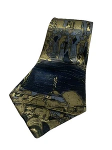 Jil Coelli 100% Silk Made In Italy Art City Life Blue Men’s Tie Necktie ety vtd - Picture 1 of 4