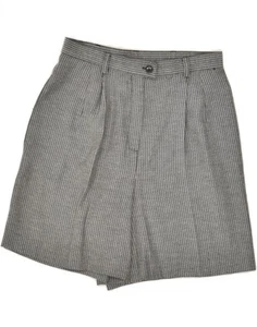 VINTAGE Womens Chino Shorts UK 12 Medium W28 Grey Herringbone Polyester BO58 - Picture 1 of 3