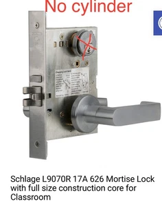 Schlage L9070R 17A 626 Einsteckschloss mit Kern in voller Größe, Zylinder nicht enthalten - Bild 1 von 6