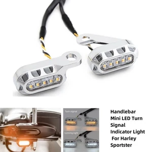 Motorcycle Handlebar Mini LED Turn Signal Indicator Light For Harley Sportster - Picture 1 of 9