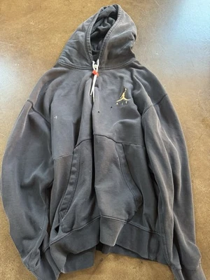 Sudadera con capucha Nike Air Jordan vintage envejecida talla XXL negra descolorida manga larga Foto 1 de 4