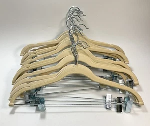 Simplify Velvet and Metal Non-slip Clothing Hangers with Clips 19 Pack Beige - Picture 1 of 6