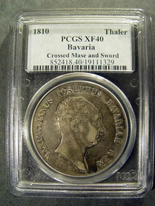 1810 Thaler Crossed Mase and Sword BAVARIA PCGS XF40 - Picture 1 of 2