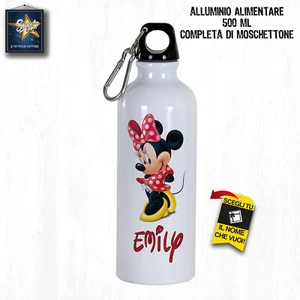 BORRACCIA MINNIE PER BAMBINI 500 ML SCUOLA PERSONALIZZATA CON NOME ALLUMINIO - Foto 1 di 1