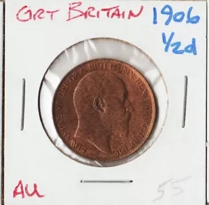 GREAT BRITAIN 1906 | HALFPENNY 1/2 d | COIN in AU - Picture 1 of 2