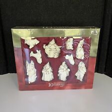 10 pc porcelain nativity set - white gold figurines christmas scene