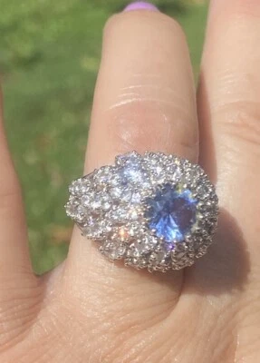 Charles Winston Sterling Silver Simulated Tanzanite & CZ Dome Ring - Image 1 of 4