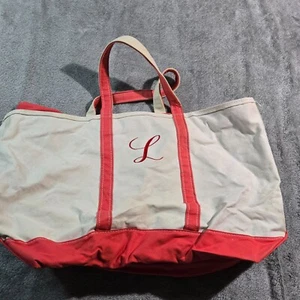 LL BEAN DE COLECCIÓN BOTE ROSA Y BOLSO DE MANO HOMBRO LONA GRANDE EE. UU. - Imagen 1 de 13