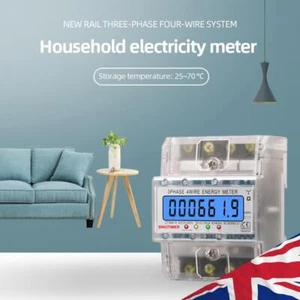 Electricity Usage Meter Din Rail 3 Phase 4 Wires Energy Meter 50/60HZ for Indoor - Picture 1 of 9