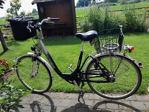 damenfahrrad gebraucht, dunkelblau/silber ,2 Körbe, Schloss... - Bild 1 von 4