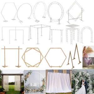 Metal/Wood Adjustable Size Wedding Arch Backdrop Stand &Drape Pampas Grass Decor - Picture 1 of 182