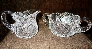 Crystal Glass Sugar and Creamer Set American Brilliant Period ABP - Picture 1 of 11