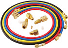 4 Pieces 5FT AC Manifold Gauge Hose Kit with 4 Pieces AC Adapters Fits R134A R41