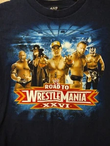 Road to Wrestlemania XXVI WWE Cena Bautista Undertaker Blue Tshirt Boys XL 18-20 - Picture 1 of 6