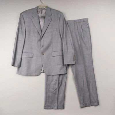 Traje Chaps Ralph Lauren 44R Chaqueta 40x29.5 Pantalones Gris Lana Cachemira Cuadros 1998 Foto 1 de 4