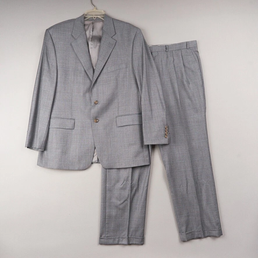 Traje Chaps Ralph Lauren 44R Chaqueta 40x29.5 Pantalones Gris Lana Cachemira Cuadros 1998 Foto 1 de 4