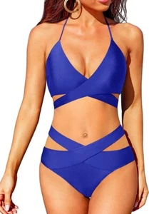 Holipick Women High Waisted Bikini Set Two Piece Swimsuit Push up Wrap Swim XL - Picture 1 of 6