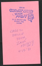 Zack Mosley (d. 1993) The Adventures of Smilin' Jack signed autograph 3x5 MH029
