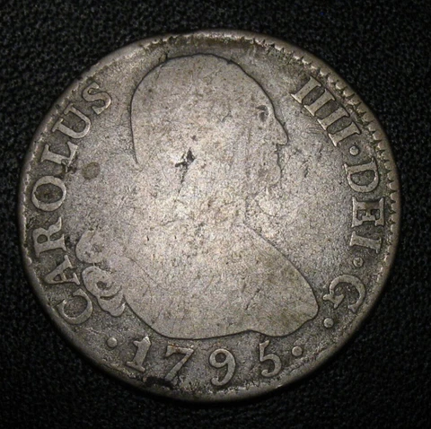 Old Colonial Coins 1795 Silver 2 Reales Cover