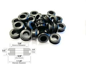 50-Pack of Rubber Grommet Wiring Bushings, 5/8" ID, 1/4" Groove, Fits 7/8" Hole - Picture 1 of 2