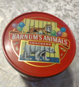 Nabisco Vintage Round Tin Pail 1991 Barnum's Animal Crackers w/ Lid & NO Handle - Picture 1 of 7