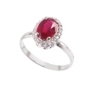 Natural Ruby Statement Ring Art Deco Stacking 925 Sterling Silver Handmade Gift - Picture 1 of 2